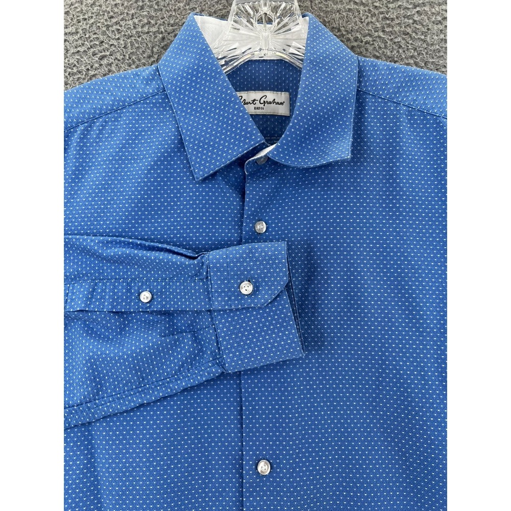 Robert Graham Polka Dot  Blue Button Up L/S Shirts Men's Size 41‎ / 16